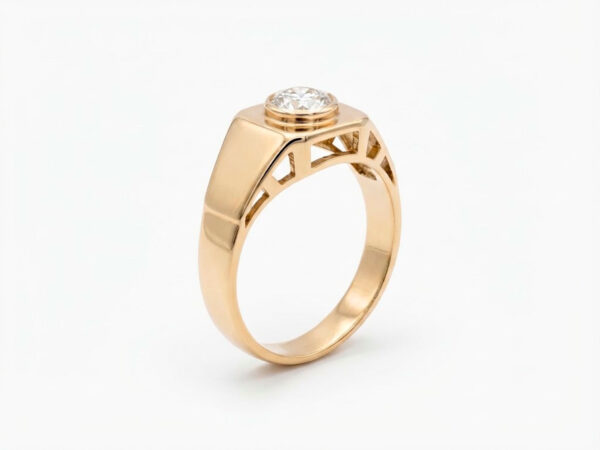 Anillo plata chapado geométrico