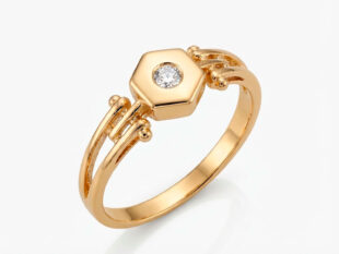 Anillo plata chapado Hexagonal