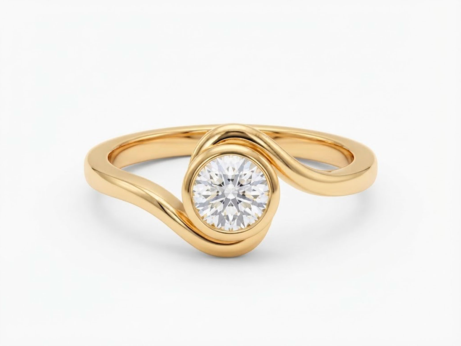 Anillo ondulado plata chapado